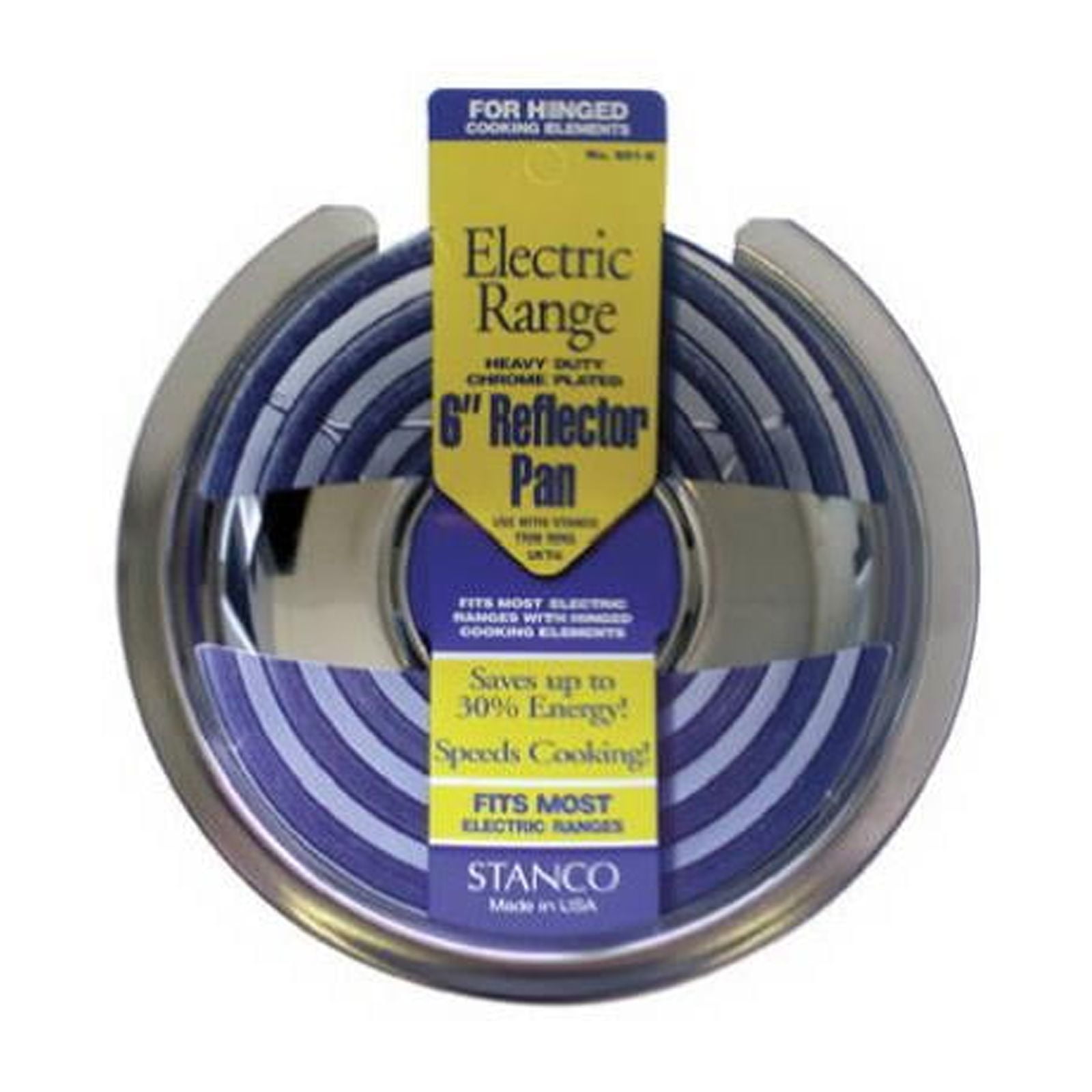 STANCO METAL PROD Electric Range Reflector Pan, Fixed-Element, Chrome, 6-In. 601-6