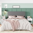 thumbnail image 2 of Allewie Full Size Velvet Upholstered Platform Bed Frame with Adjustable Vertical Channel Tufted Headboard, Grey, 2 of 8