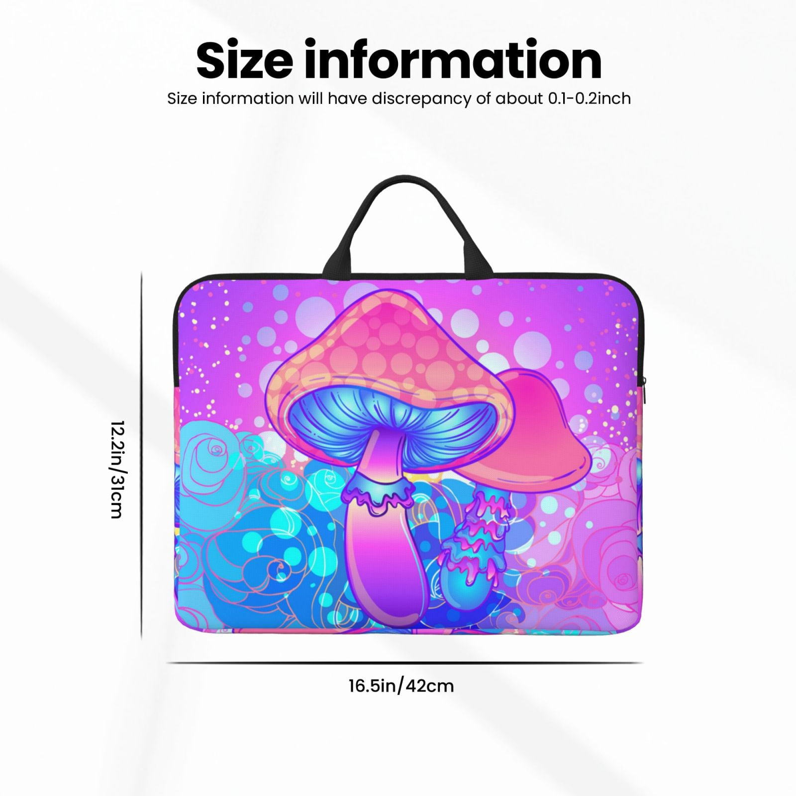 Laptop Sleeve Case Bag Protective Carrying Case with Handle for 14 inch Laptop, Magic Mushroom Geometry Psychedelic