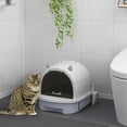 thumbnail image 2 of PawHut Cat Litter Box, Enclosed Kitty Litter Box with Lid, Scoop, Grey, 2 of 10