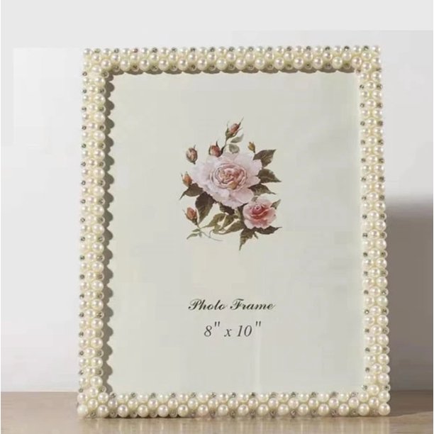 Marco de fotos de boda romántico, decoración de perlas, marcos de fotos, marcos de múltiples formas en la mesa, decoración moderna para el hogar, porta retrato 3/67/8/10'' Ormromra 1272-7