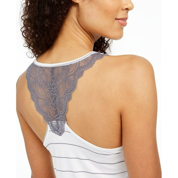 Flora By Flora Nikrooz Womens Floral Nikrooz Racerback Striped Chemise Nightgown Size L