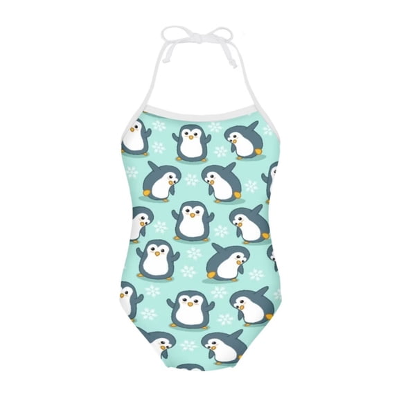 Kuiaobaty Penguin Pattern One Piece Kids Swimsuit, Breathable Kids Bikini Underwear Girls, Kids Cover Ups for Swimwear Girls Size 1-2