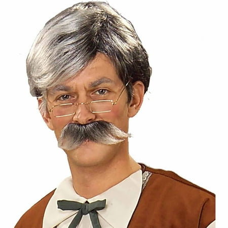 Geppetto Wig and Moustache Grey Adult Halloween Costume Accessory