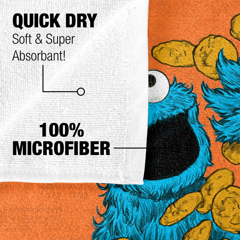 Sesame Street Cookie Monster Painted Officially Licensed Beach Towel 30' X 60'