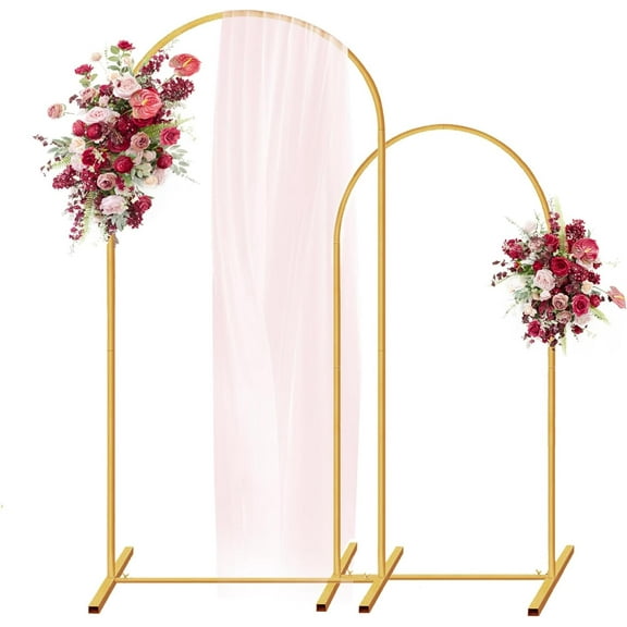 Metal Arch Backdrop Stand Set of 2 (7.2FT/6FT), Wedding Arch Stand Gold Backdrop Arch Stand, Wedding Arch Frame for Ceremony, Birthday Party, Baby Shower, Garden Arch Decoration