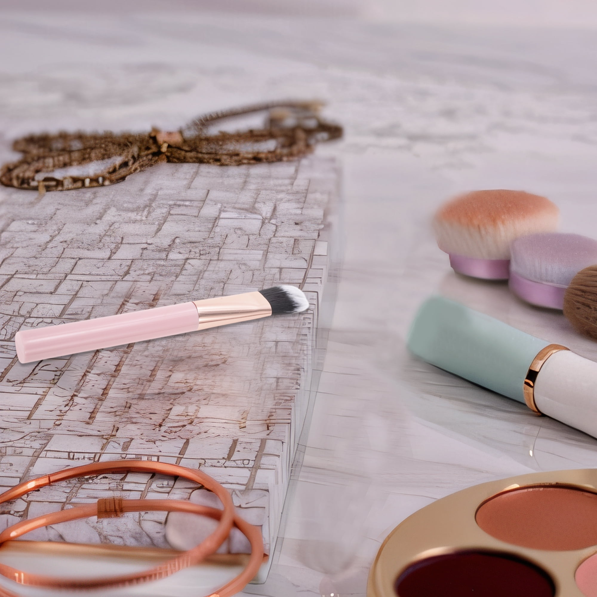 Unique Bargains 1 Pc Durable Tongue-shaped Foundation Brush Pink