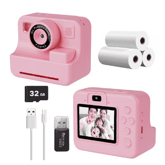 Portable Instant Print Camera Digital Cameras for Boys & Girls Age 6-12 Birthday Gifts