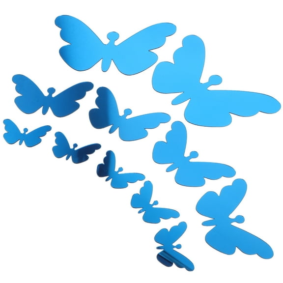 Masteelf Blue Acrylic Butterfly Wall Stickers with 3D Mirror Design for Decor Versatile Removable Decorative Wall Mural 35pcs Set
