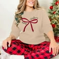 thumbnail image 6 of SwiftWear Women's Merry Christmas Red Bow Sweatshirt - Festive Crewneck Holiday Top Soft Long Sleeve Casual Wear for Seasonal Celebrations Beige, 6 of 9
