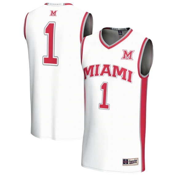 Unisex GameDay Greats  White #1 Miami University RedHawks Lightweight Collegiate Basketball Fashion Jersey
