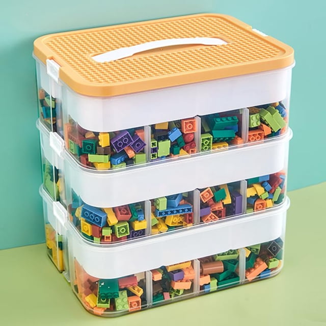 Estuche organizador de juguetes Joyingbaby de 3 capas con tapas, color limón