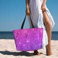thumbnail image 2 of Ratiio Purple Glitter Print Large Capacity Beach Travel Bag, Polyester Waterproof Tote Bag with Zipper for Vacation and Daily Use, 2 of 6