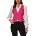 thumbnail image 1 of Chaleco de mezclilla sin mangas para mujer INSPIRE CHIC, con cuello en V y botones, casual, talla XL, color rosa intenso, 1 of 5