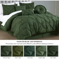 thumbnail image 5 of Chezmoi Collection Sydney 7-Piece Pinch Pleat Comforter Set, Lightweight Pintuck Bedding for All Season, Queen, Forest Green, 5 of 9
