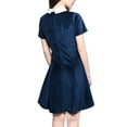 thumbnail image 2 of INSPIRE CHIC Women's Peter Pan Contrast Collar Short Sleeves Flare Dress XL Blue, 2 of 6