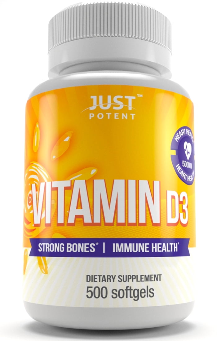 Vitamin D3 Supplement by Just Potent. 500 Softgels, 5000 ...