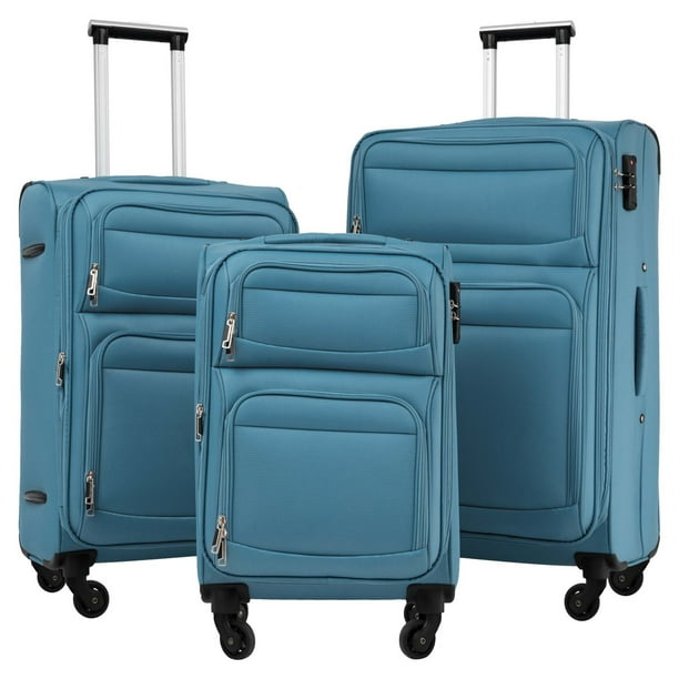 Aukfa Softside Expandable Luggage with Spinners, 3Piece Suitcase Set