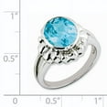 thumbnail image 2 of Sterling Silver Rhodium Oval Checker-Cut Blue Topaz Ring, 2 of 2