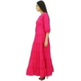 thumbnail image 4 of Bimba Women's 3/4 Sleeve Summer Cotton Maxi Dress Drawstring Waist, 4 of 9