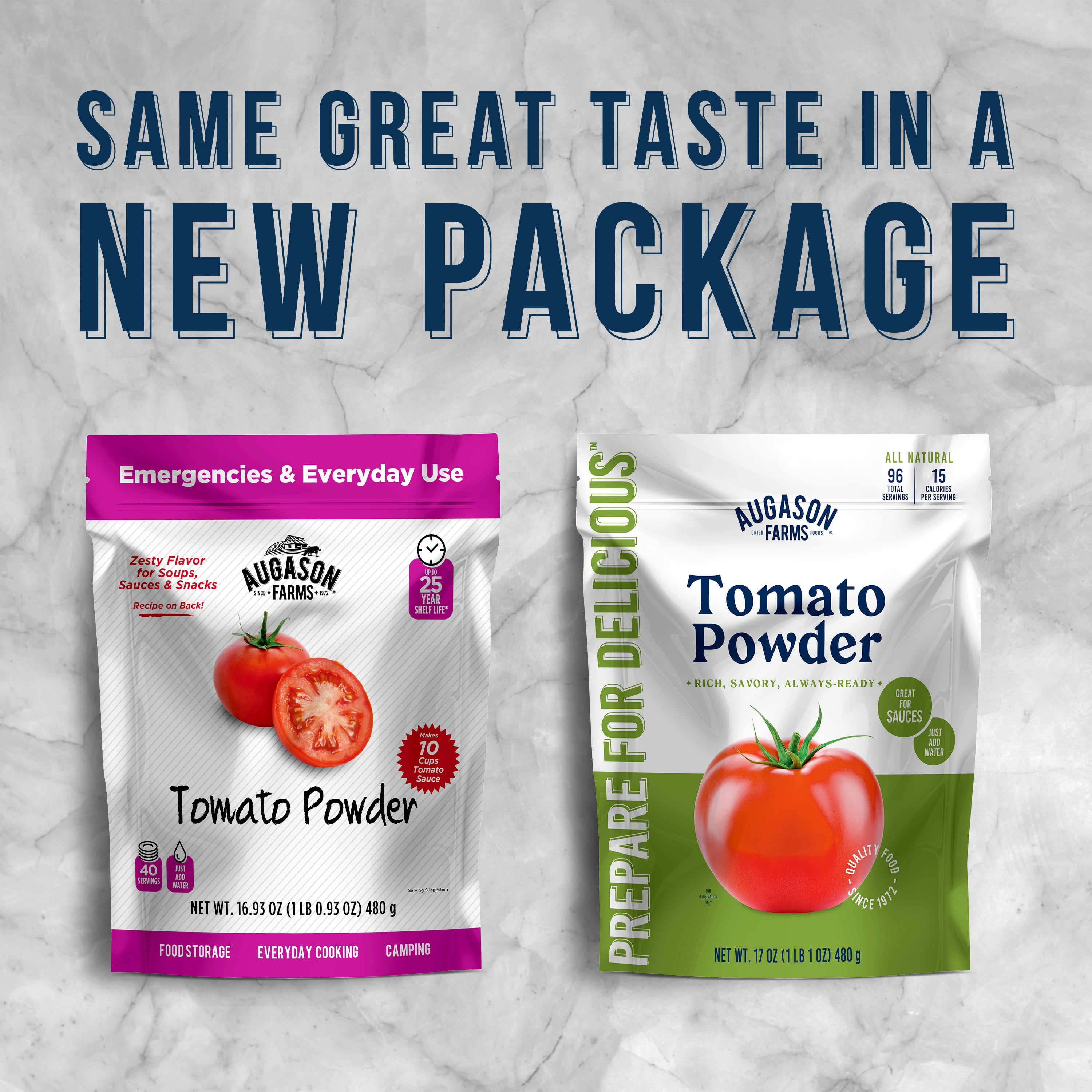 (2 pack) Augason Farms Tomato Powder Resealable Pouch, Emergency Food Supply, Everyday Meals, 96 Servings