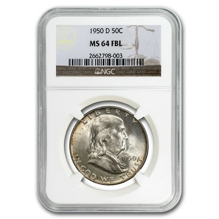 1950-D Franklin Half Dollar MS-64 NGC (FBL)