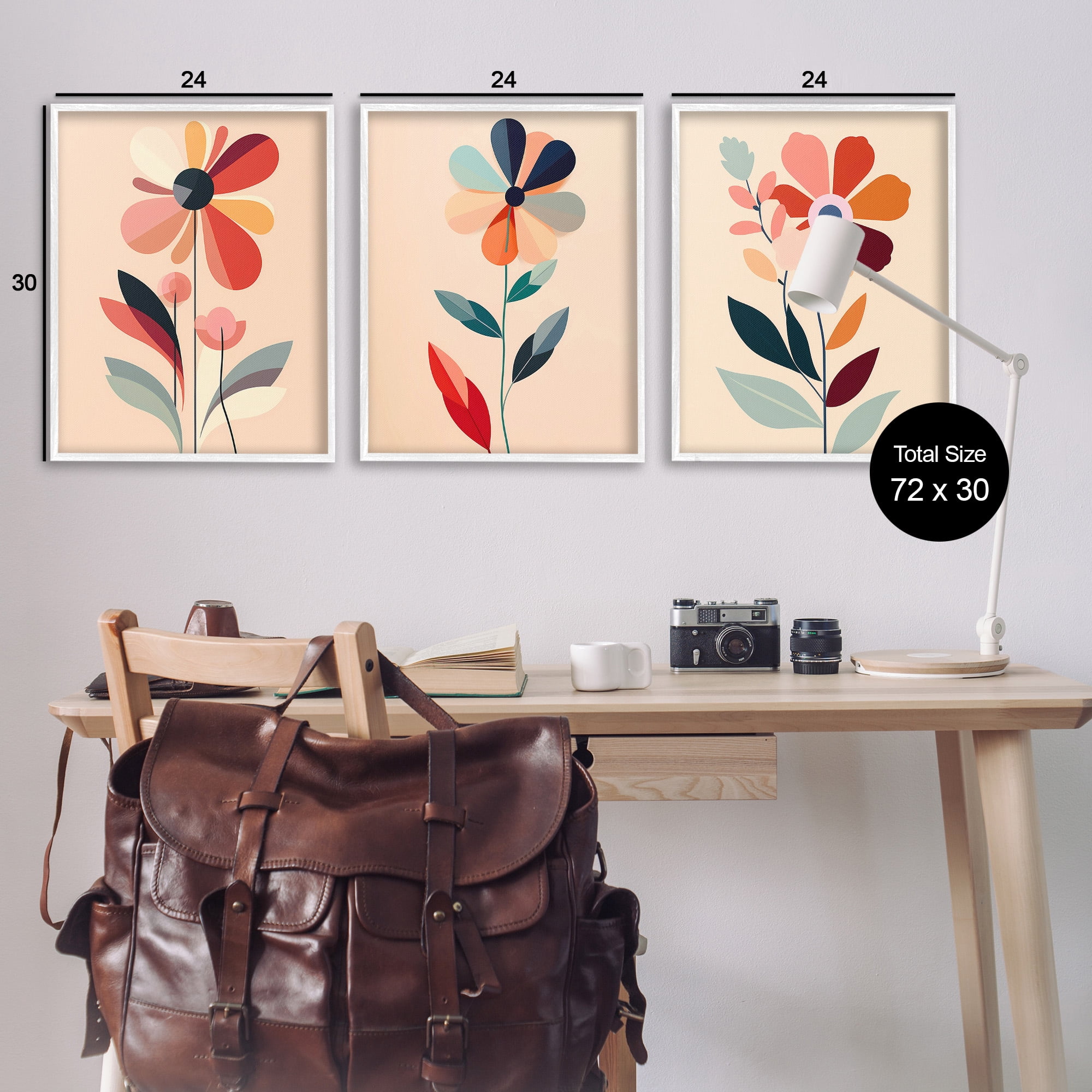 Stupell Industries Funky Modern Flowers Botanical & Floral Painting White Framed Art Print Wall Art, 24 x 30, Set of 3