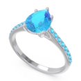 thumbnail image 2 of Diamond-Capitals 2.30 Carat Stylish Pear Cut Blue Topaz Gemstone Bridal Ring for Women 14K White Gold Size 6, 2 of 8