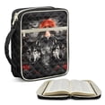 thumbnail image 2 of Xixirimido Bible Cover Case for Women Men Large Bible Cover with Handle Quilted Bible Carrying Case Bag Bible Study Supplies Accessories, Wolf Forest Red Moon Floral, 2 of 7