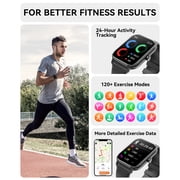 Mingdaln Men Smartwatch,46mm with Answer/Make Calls/120+ Sport Modes/IP68 Waterproof, Fitness Tracker fits for Android and iPhone Devices, perfect gift (Black)