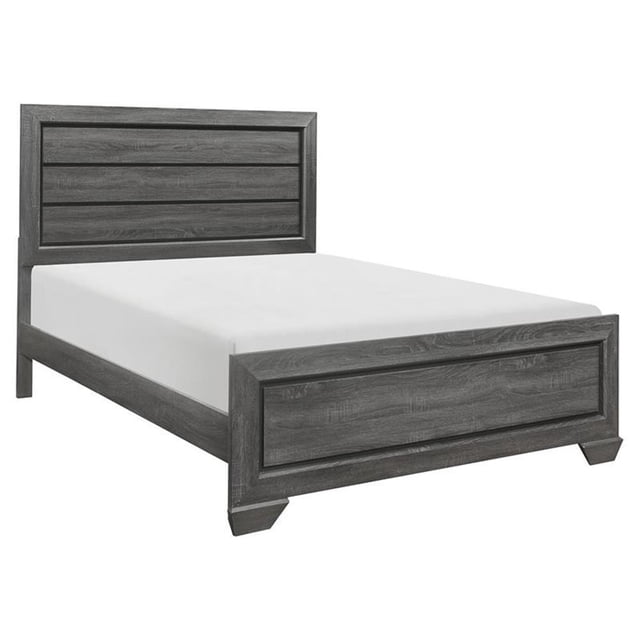 Pemberly Row Contemporary Raised Panel Wood California King Bed in Gray