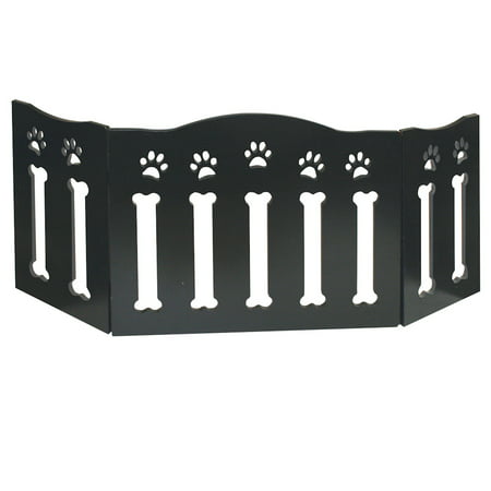Wooden Paws and Bones Pet Dog Gate - Free Standing Tri-Fold - 19