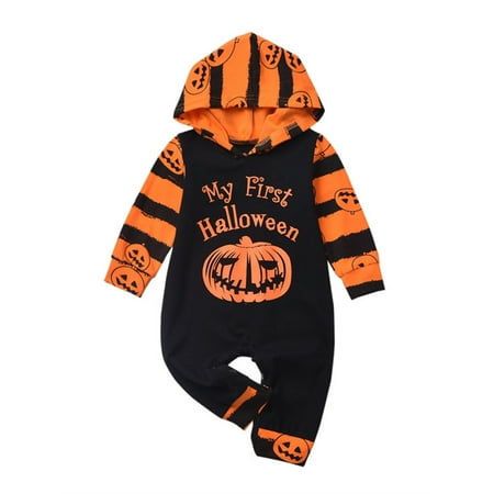 

Wrcnote Infant Letters Print One Piece Romper Cute Home Pumpkin Printed Jumpsuit Striped Bodysuit