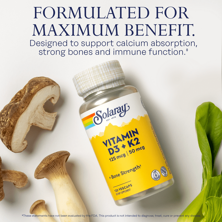 サプリメン Solaray Vitamin D3 + K2 | D & K Vitamins for Ca... Amazon.com: SOLARAY Vitamin D3 K2, K2 D3 Vitamin Supplement
