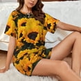 thumbnail image 6 of Bixox Women's Flower Bush Sunflower Printed Pajama Set 2 Piece Lounge Set Top and Shorts Soft Pajamas, Shorts with Pockets, 6 of 7