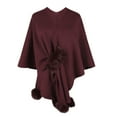 thumbnail image 5 of XFLWAM Women's Shawl Wrap Poncho Sweaters Solid Color Open Front Cardigan Shawls Cape for Fall Winter Wine Red Free Size, 5 of 8