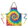 thumbnail image 2 of Colorful Rainbow Tie Dye Spiral Pattern Apron-Garden Aprons for Women with Pockets-Cotton Linen Waterproof Kitchen Cooking Gardening Aprons Adjustable for Kitchen,Cooking,BBQ and Salon 33x27 Inch, 2 of 7