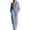 Blue, variant on QQZ Wide Leg Hooded Jumpsuit For Women, Zip Front Elastic Waist Corduroy Casual Jumpsuit For Loungewear Vacation Daily Wear