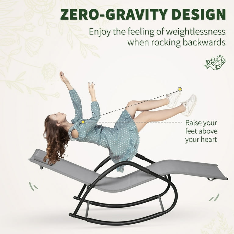 Outsunny Garden Rocking Sun Lounger Outdoor Zero Gravity Reclining