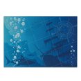 thumbnail image 2 of Nautical Cutting Board, Underwater Sharks Old Ship Compass Windrose Deep Water Bubbles Illustration, Decorative Tempered Glass Cutting and Serving Board, Small Size, Blue White, by Ambesonne, 2 of 3