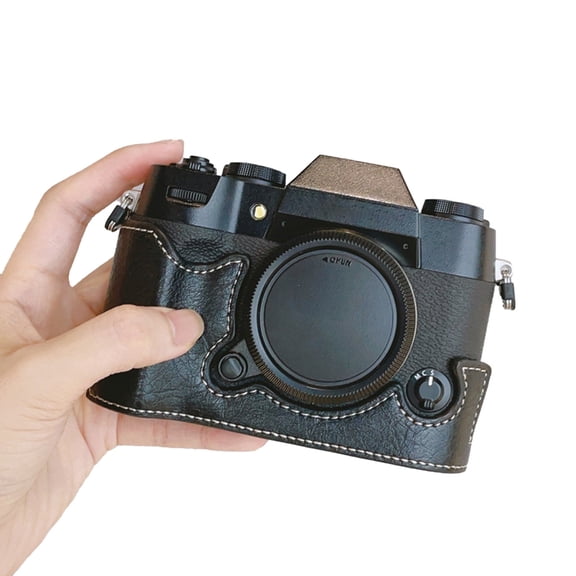 PU Leather Camera Half Case Bag Cover for XT50 Camera Featuring Plushes Interior