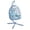 Blue Frame + Floral Cushion, variant on Egg Chair Outdoor with Stand, Indoor Wicker Hanging Egg Swing Chair with Cushion & Headrest, 350lbs Capacity for Patio, Bedroom