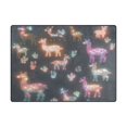 thumbnail image 5 of Yayeee Area Rugs for Living Room 5.2'x4' Non Slip Washable Bedroom Floor Carpet, Neon Llamas Pattern, 5 of 6
