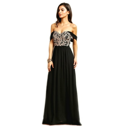 Crazy4Bling - Soieblu, Black with Taupe Embroidered Bodice, Flared Off ...