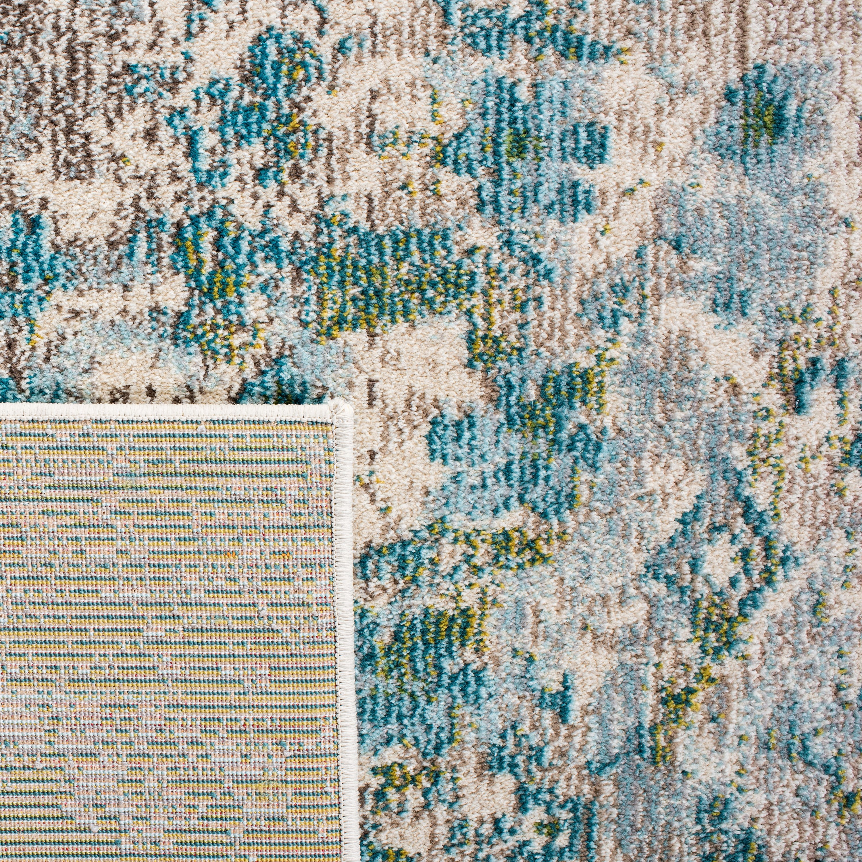 SAFAVIEH Monaco Phoebe Abstract Area Rug, Green/Turquoise, 6'7" X 6'7" Round