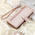 thumbnail image 6 of Allytechgroup Wallet Case for Apple iPhone 13, 9 Cards Holder + Zipper Pocket + Hand Wrist Shockproof Stand Flip Cover RFID Blocking Phone Case for Women Men, Pink, 6 of 7