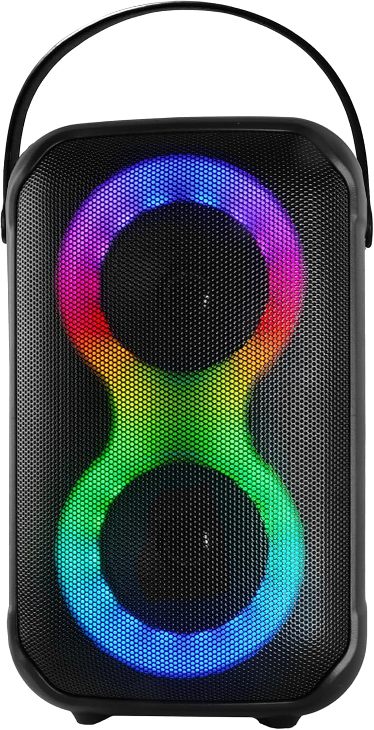 Supersonic IQ Sound IQ-3704BT Portable Bluetooth Karaoke Speaker, TWS, LED Lights, Wireless Mic, FM Radio