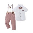 thumbnail image 2 of CARETOO Boy Clothes Set Toddler Boy Suit Formal Dress Shirt Bowtie Suspender Pants Wedding Cotton Fabric Baby Boy Church Clothes 1-5T, 2 of 8