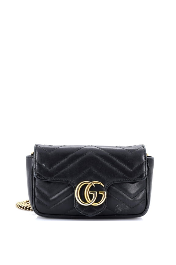 Pre-Owned GG Marmont Flap Bag Matelasse Leather Super Mini By Rebag