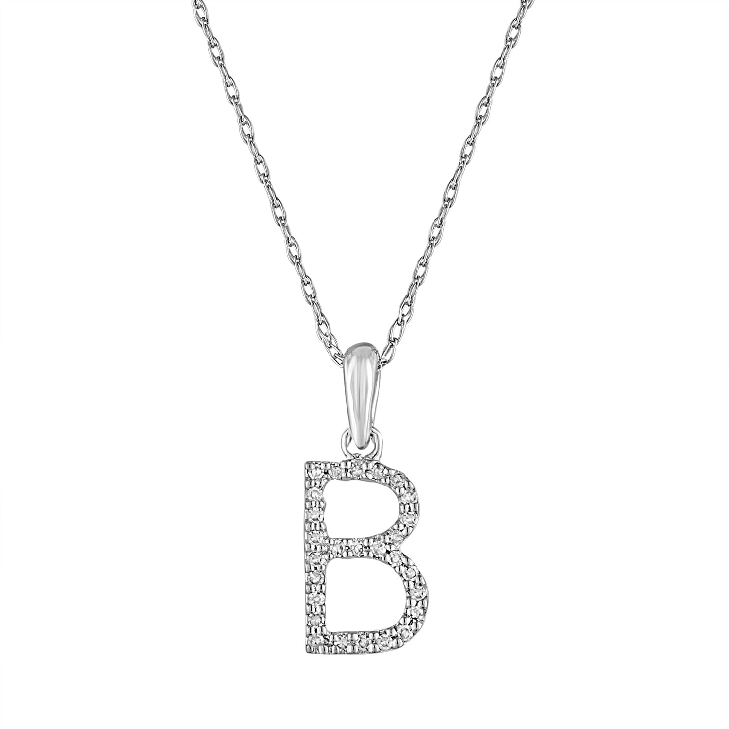 Joelle Jewelry - Joelle Diamond Initial Letter B Pendant Necklace 14K ...